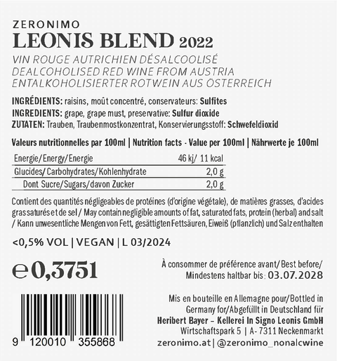 Zeronimo - Leonis Blend - 1/2 bottle